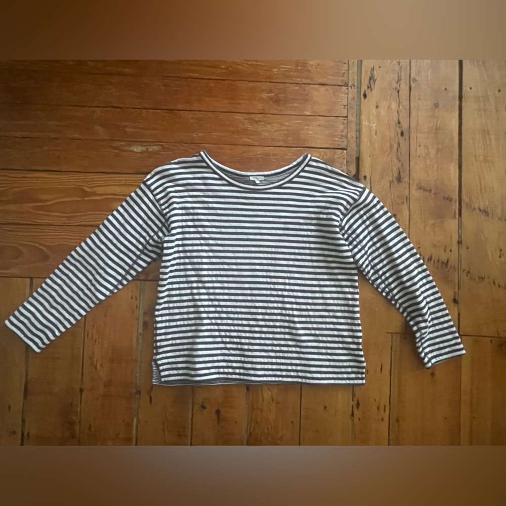 Jigsaw Navy & White Striped Long-Sleeve Top M